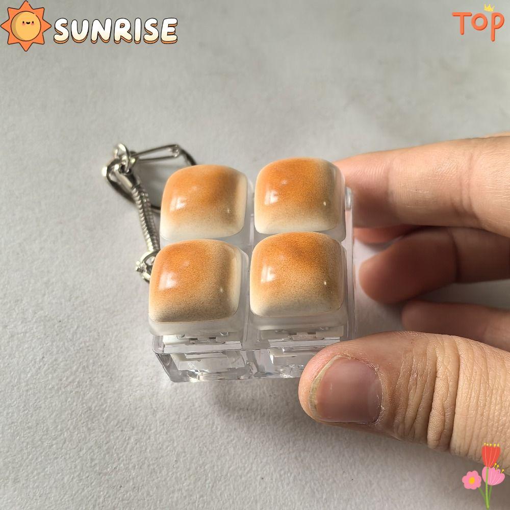 SUNRISE พวงกุญแจ Fidget, คีย์บอร์ด DIY Caramel Bread Design Finger Keyboard Cap, Relaxing Keycap Pass The Time Keys ปุ่มปุ่ม Keycap พวงกุญแจผู้ใหญ่