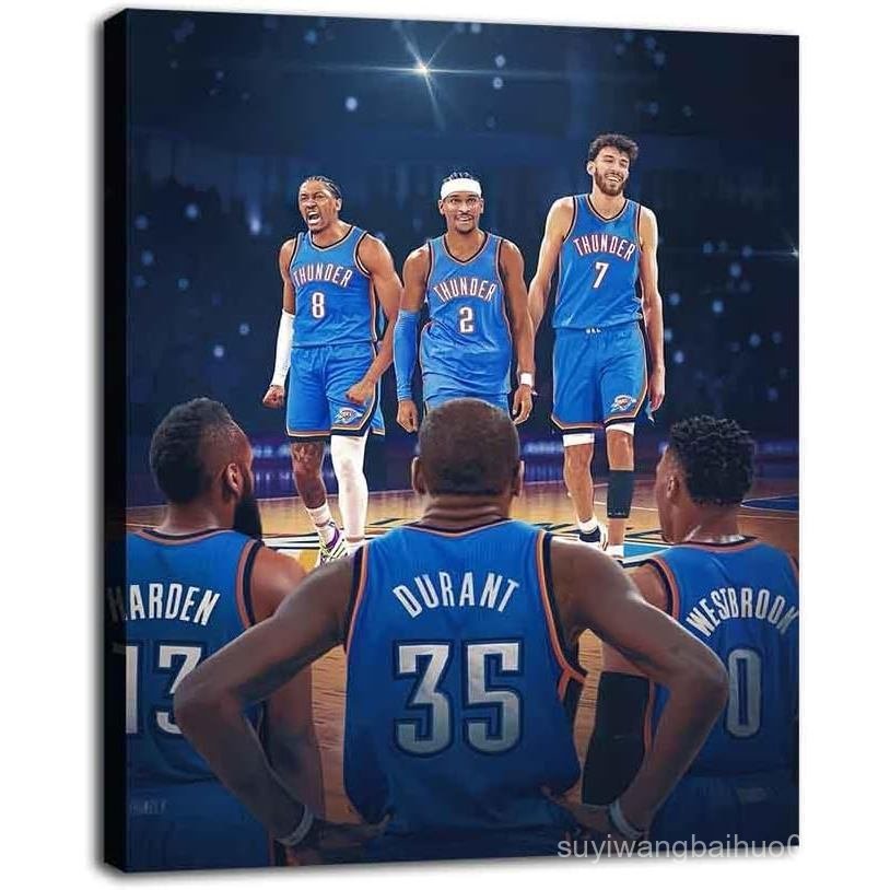 โปสเตอร์ NBA: Shai Gilgeous-Alexander, Chet Holmgren และ Jalen Williams กรอบไม้ 8x10 นิ้ว สำหรับตกแต