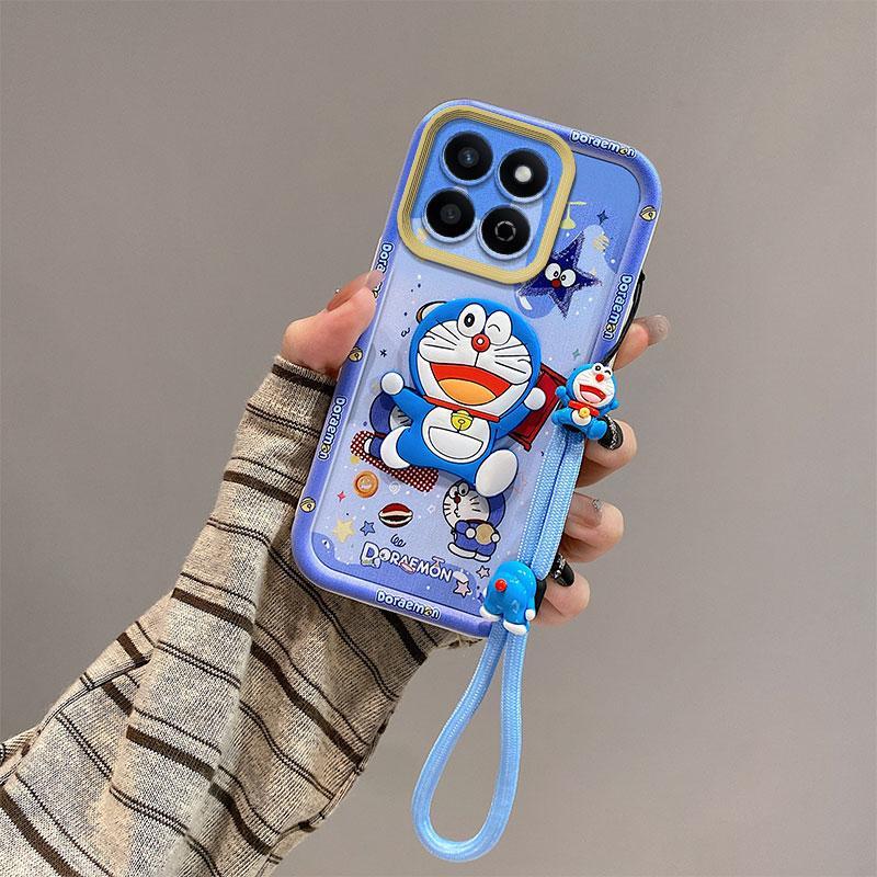 เคสโทรศัพท์สําหรับ HONOR X7D X9D X8C X6C X6B X6A X5B Plus 2025 นุ่ม 3D ตุ๊กตาการ์ตูนคู่มือเชือกเลนส์