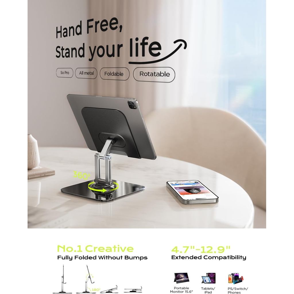 LISEN for iPad Stand Holder Adjustable Tablet Stand for Desk, 2025 for iPad Accessories Rotating Dis