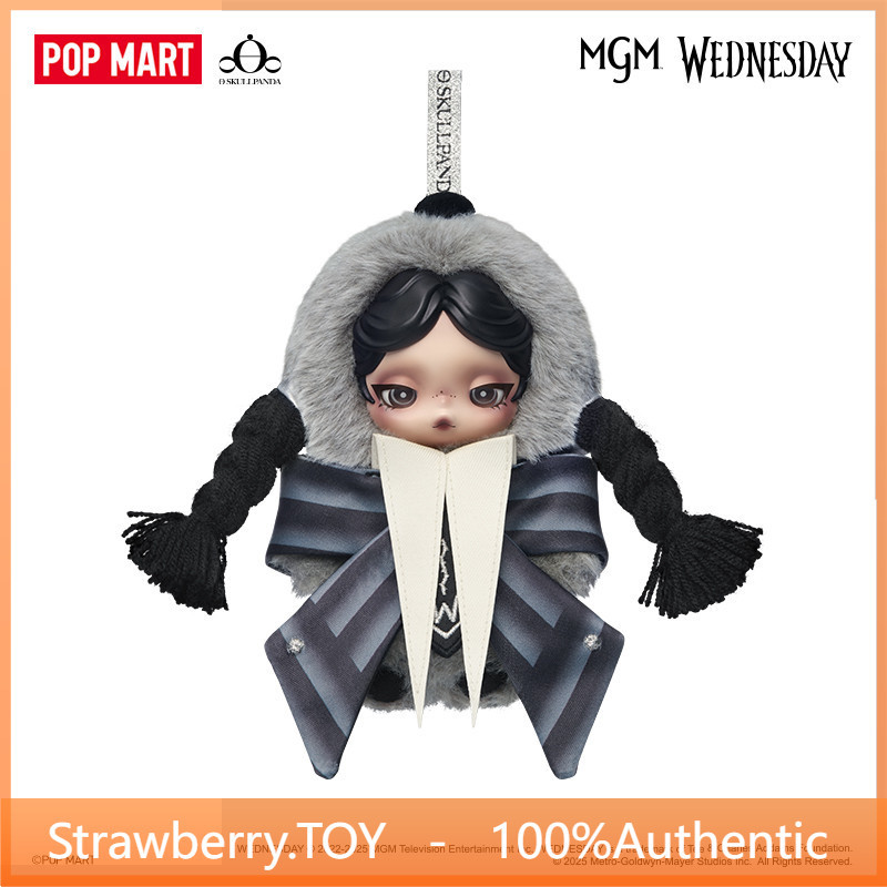 POPMART SKULLPANDA x Wednesday จี้ตุ๊กตาผ้ากํามะหยี่ Never Moore เวอร์ชั่นเครื่องแบบวิทยาลัย