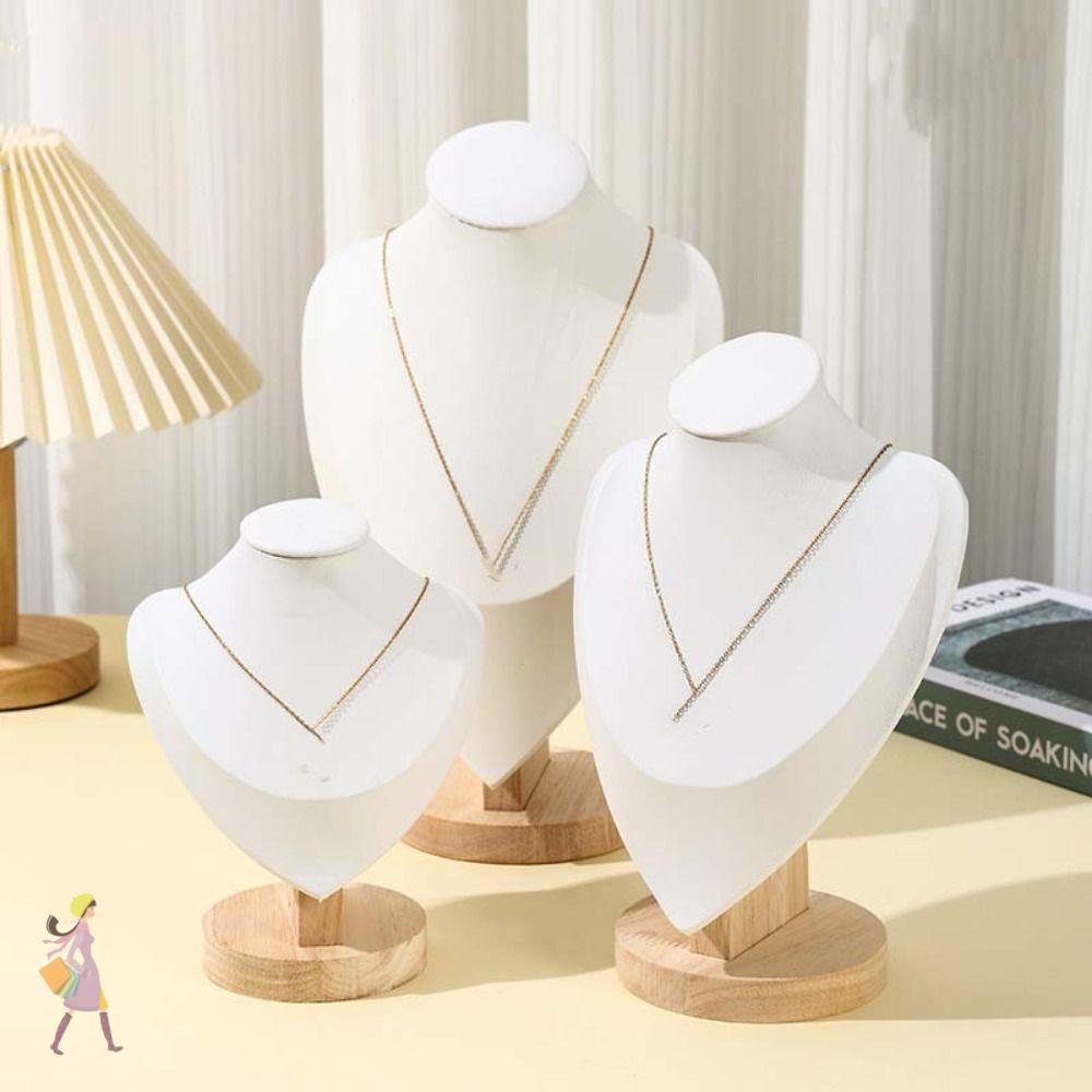 ชั้นวางโชว์สร้อยคอ INNICE, Show Suede กล่องเก็บเครื่องประดับ, สร้อยคออุปกรณ์ประกอบฉากแสดงคอไม้