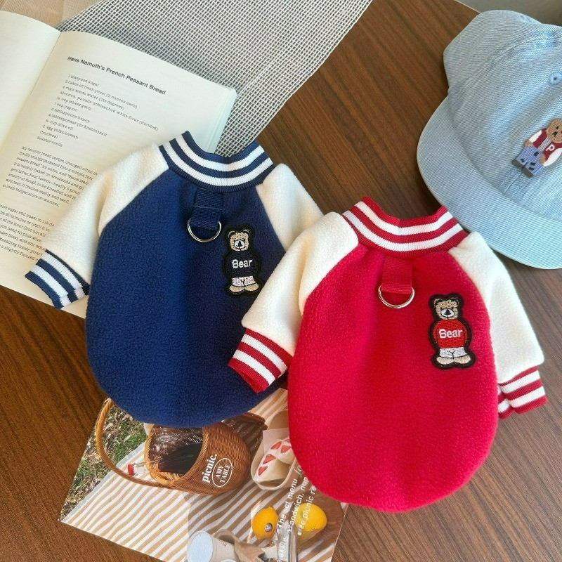 เสื้อกันหนาวขนแกะสำหรับสุนัขและแมว แจ็กเก็ตเบสบอลกันลม หนาอบอุ่น สำหรับสุนัขชิสุ, เท็ดดี้, หมี, และพันธุ์อื่นๆ