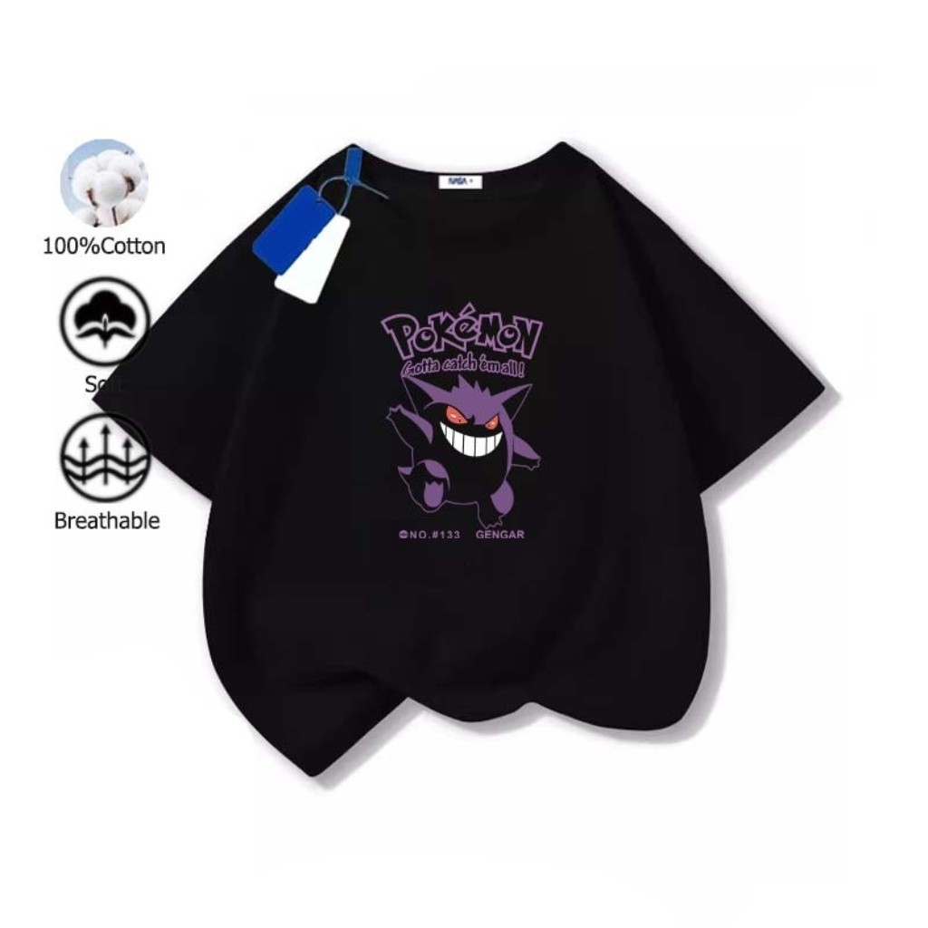 เสื้อยืดโปเกมอนเด็ก แขนสั้น มี 6 สี เสื้อเด็ก พิมพ์ลายอนิเมะ