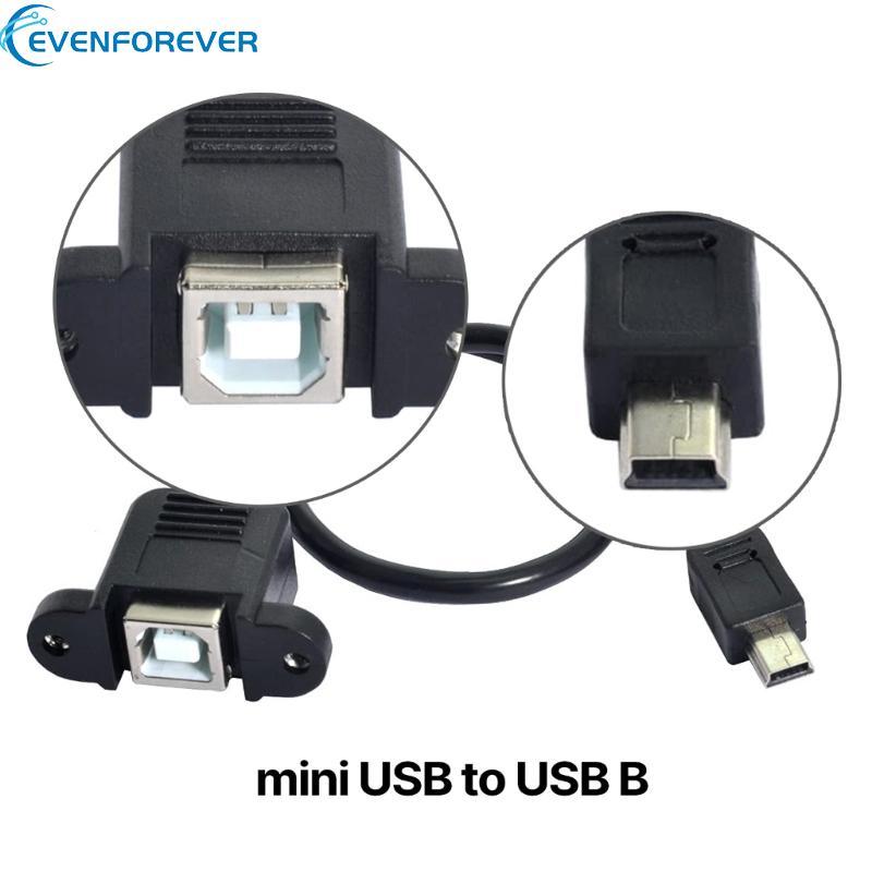 EV Mini USB 5Pin Male to USB B Female Cable พร้อมสกรูสําหรับเครื่องพิมพ์ 30 50 ซม.