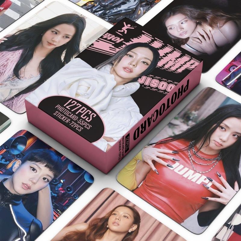 127 Blackpink อัลบั้มสีชมพู JUMP Photocard สติกเกอร์ jisoo สินค้า Photocard Kim Jisoo Photocard 127 