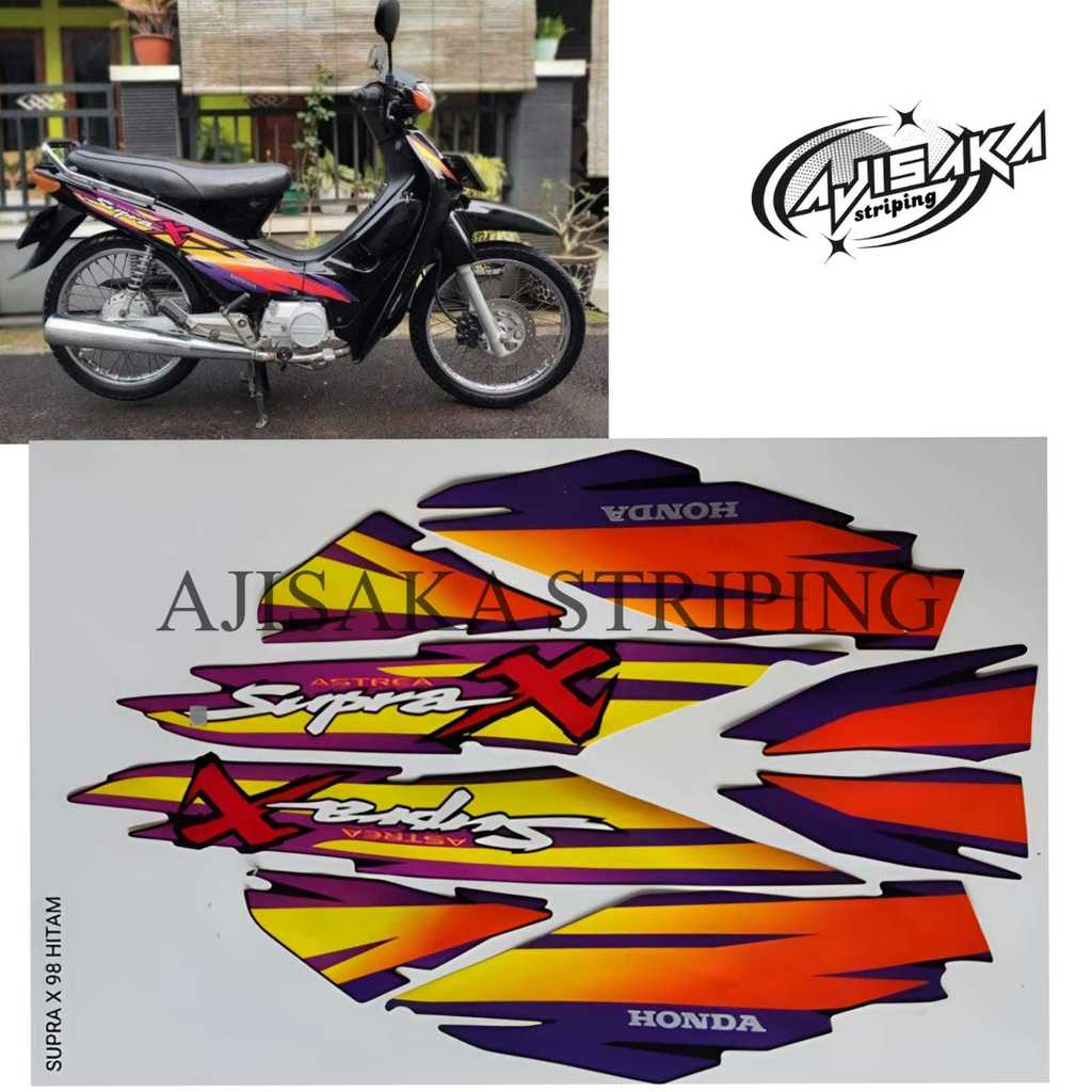 MERAH Striping Supra X 1998 1999 เหลืองดํา | สติ๊กเกอร์ตัว supra x เก่า 1998 1999 สีดําแดง