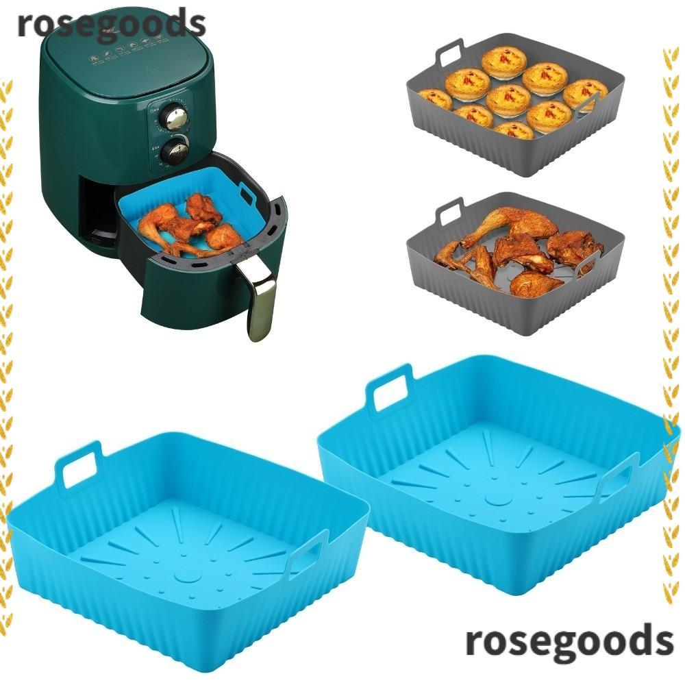 ROSEGOODS ถาดอบ, 9" ขนาดใหญ่แบบใช้ซ้ําได้ Air Fryer Liners, ซิลิโคนพร้อมที่จับทนความร้อน Air Fryer L