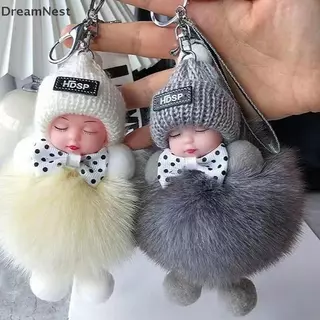 [DreamNest] Sleeping Baby พวงกุญแจน่ารักตุ๊กตาปุยตุ๊กตาพวงกุญแจผู้หญิงสาวกระเป๋าจี้รถ Key แหวนกระเป๋าเป้สะพายหลังตกแต่งของขวัญ (th)