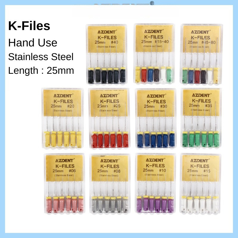 มือสแตนเลส K-File ใช้เครื่องมือทันตแพทย์ 25 มม