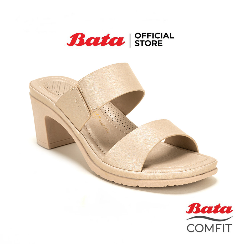 Bata บาจา Comfit รองเท้าเพื่อสุขภาพแบบสวม พร้อมเทคโนโลยีคุชชั่น ส้นสูง 2 นิ้ว สำหรับผู้หญิง สีทอง 7018031 สีแดง 7015031