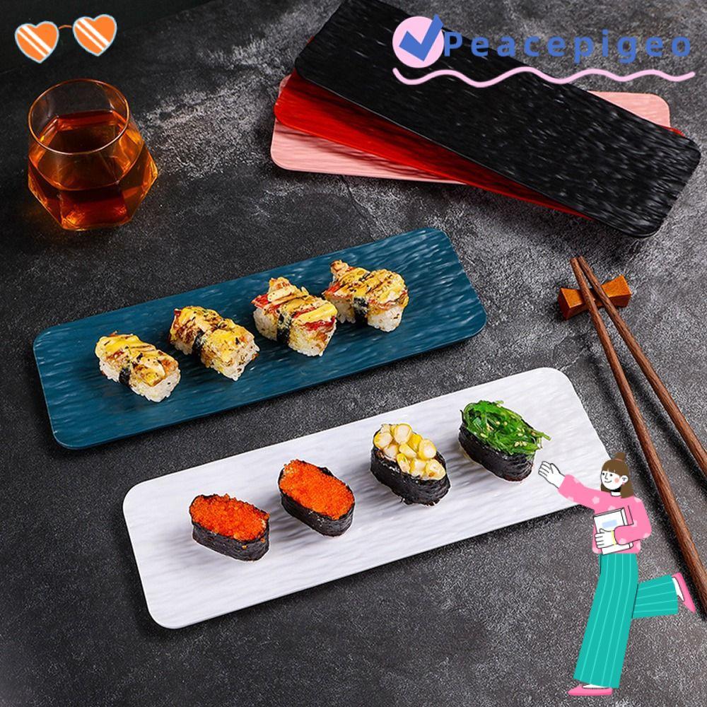 จานร้านอาหาร PEACEPIGEO จานซูชิเม็ดหินรูปสี่เหลี่ยมผืนผ้า Creative Flat Design หลากสี ขนาดยาวจานสี่เหลี่ยมขนมหวานเสิร์ฟ