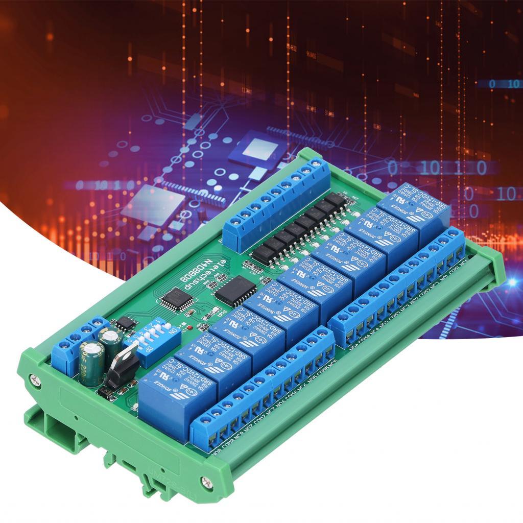 โมดูลรีเลย์ RS485 12V ราง DIN35 สำหรับอุปกรณ์ 64 ตัวในแบบขนาน
