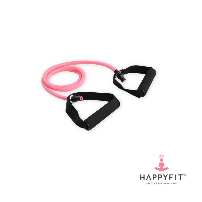 HAPPYFIT Resistance Toning Tube with Handle - สีชมพู