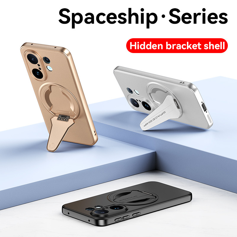 YYN สําหรับ Vivo X200 Fe V40 Pro ปลอก Matte ผิวแม่เหล็กที่มองไม่เห็นวงเล็บกันกระแทกเคสโทรศัพท์ Hard Case