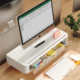 ชั้นวางของคอมพิวเตอร์ Office Station Desktop ลิ้นชักกล่องเก็บโต๊ะ Countertop Display ชั้นวางของจอ