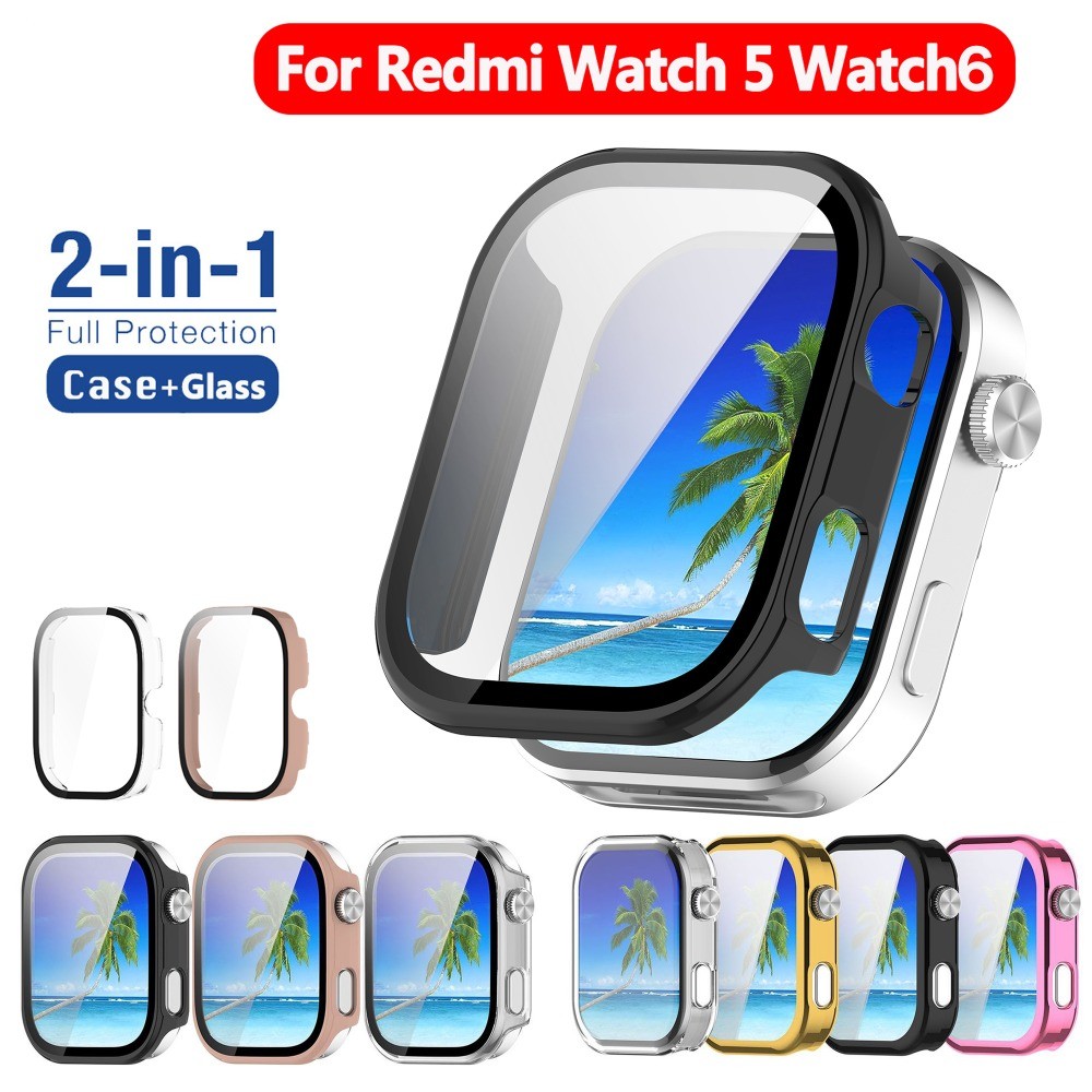 กระจกนิรภัย + PC สําหรับ Xiaomi Redmi นาฬิกา 5 Active/Lite Soft TPU ป้องกันหน้าจอนาฬิกาสําหรับ Redmi นาฬิกา 5 Lite