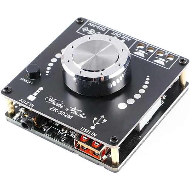 ZK-502M 50W + 50W บลูทูธเครื่องขยายเสียง Mini 2.0 สเตอริโอ Dual Channel AMP Power Output DC 12V AUX 