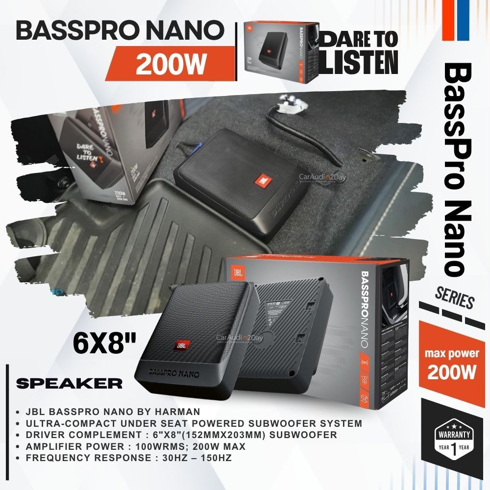 ซับบ๊อกbass box เบสบ๊อกซ์ subbox JBL BASSPRONANO SERIES มีแอมป์ในตัวขนาด 6x8 นิ้ว รีโมทปรับเสียง