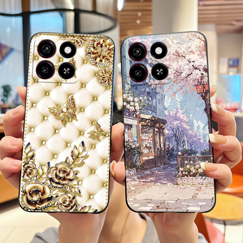 เคสโทรศัพท์สําหรับ ZTE Blade A35/A55 Jelly Soft Black Cover น่ารักพิมพ์รูปแบบลูกสุนัขกระต่ายนักบินอวกาศแมวปลอก