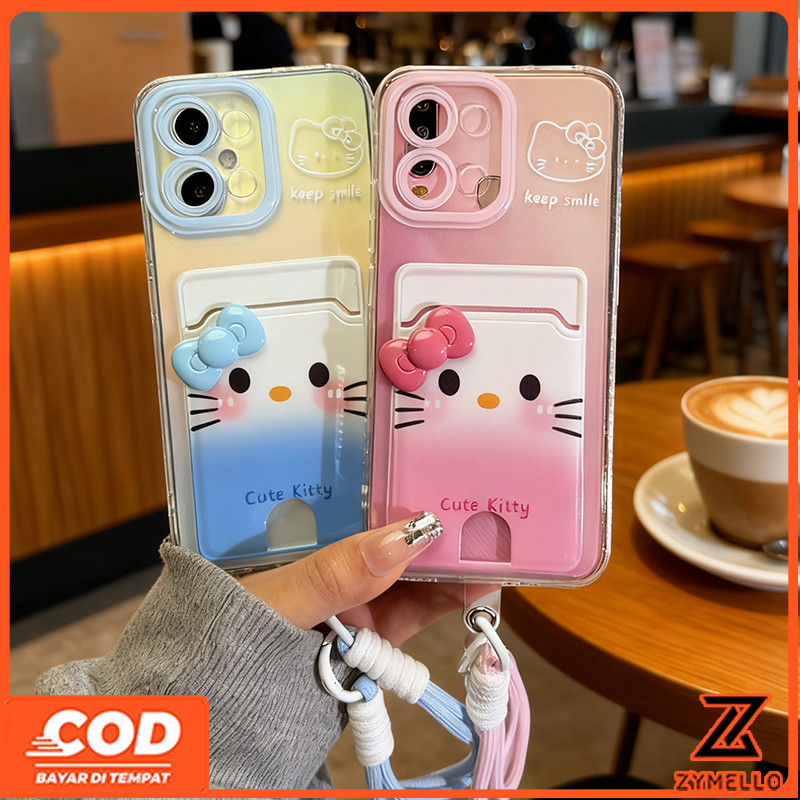 เหมาะสําหรับ Vivo V60 lite V50 LITE V40 LITE Y19S Y31 Y21D Y04 Y29 Y29S V29 V30 Y03 Y18 Y200 Y300 Gradient KT Card Holder Lanyard กันกระแทก TPU เคสโทรศัพท์