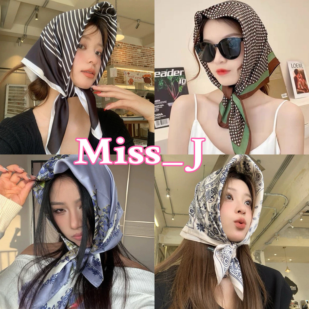 Miss_J พร้อมส่งจากกทม🎀ผ้าพันคอลายดอกสไตล์วินเทจฝรั่งเศส ผ้ามัสลินบางเบาสวมใส่สบาย เอนกประสงค์ แฟชั่นสไตล์แคชวล