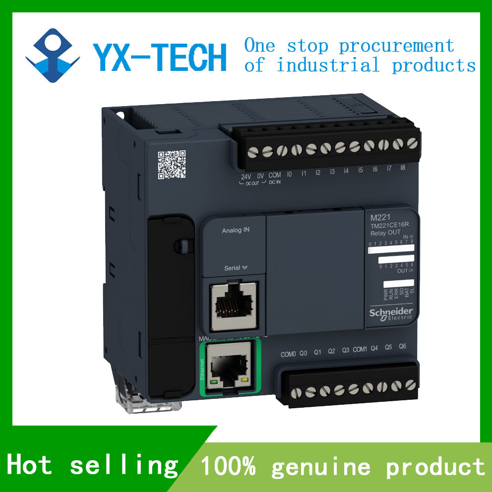 ในสต็อก Original TM221CE16R TM221CE16T TM221CE16U คอนโทรลเลอร์ M221 16 IO Ethernet