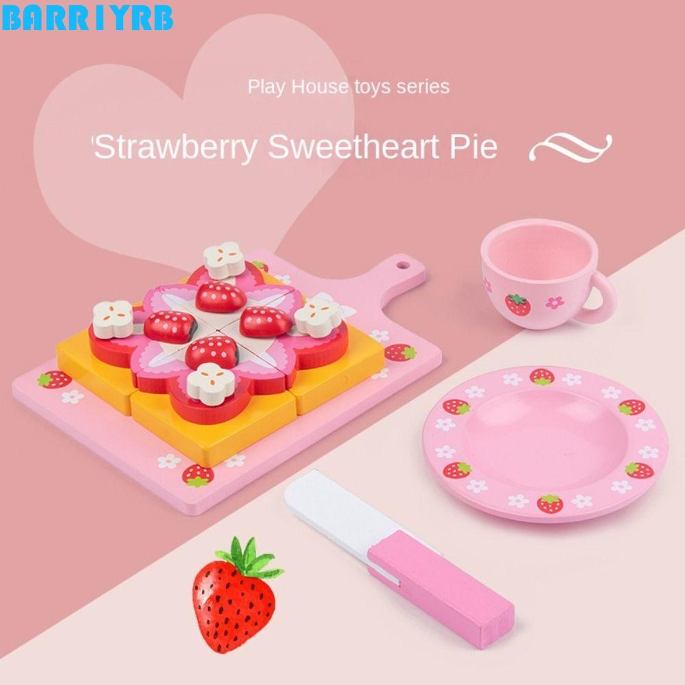 BARR1YRB ของเล่นไม้เค้กจําลอง สตรอเบอร์รี่ ต๊อกบกกี รุ่นเค้กวันเกิดคู่ ฝีมือประณีต