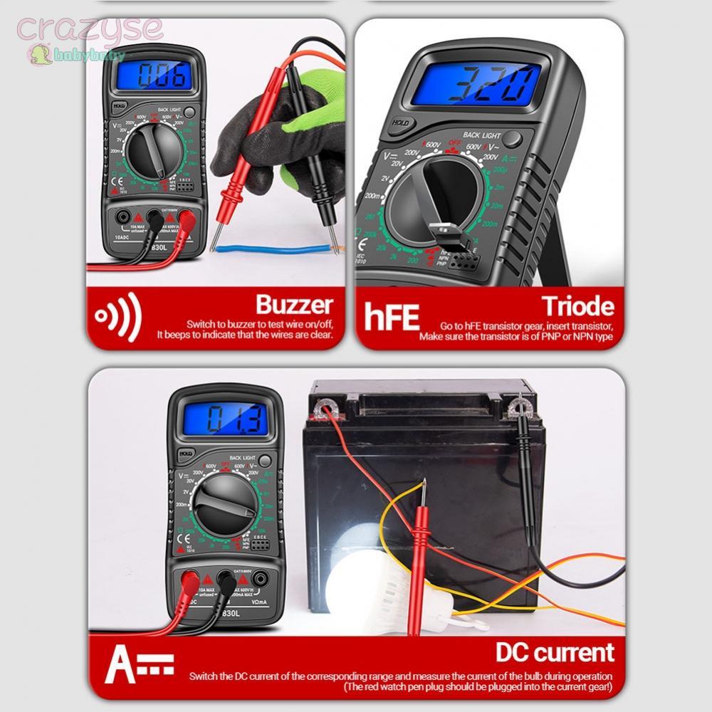 มัลติมิเตอร์แบบดิจิตอล XL830L สําหรับการวัดไฟฟ้า AC DC พร้อมเคสป้องกัน