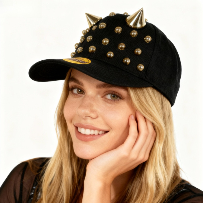 1pc Y2K Style Adjustable Snapback Baseball Cap with Metallic Rivet Breathable Unisex All-Season Casu