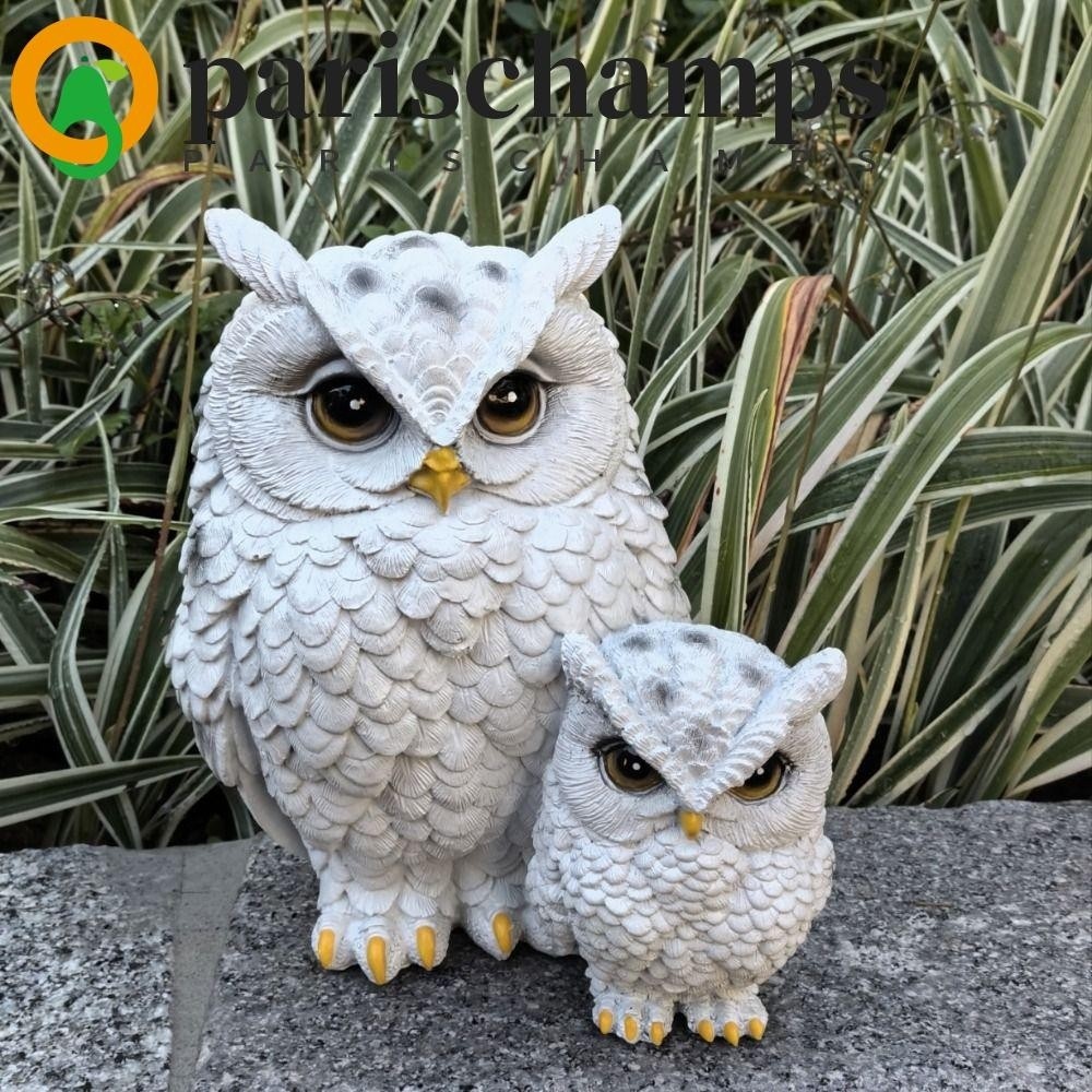 Parischamps Owl Statue Creative Resin Animal Sculpture Bird Micro Landscape Cute Vivid Owl Doll Back