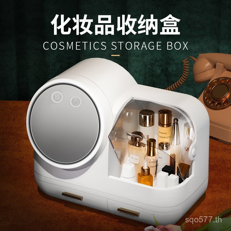 LED Influencer เครื่องสําอางเดสก์ท็อป Dresser ที่เก็บของแบบบูรณาการฝุ่นในครัวเรือน Skin กล่องเก็บผลิ