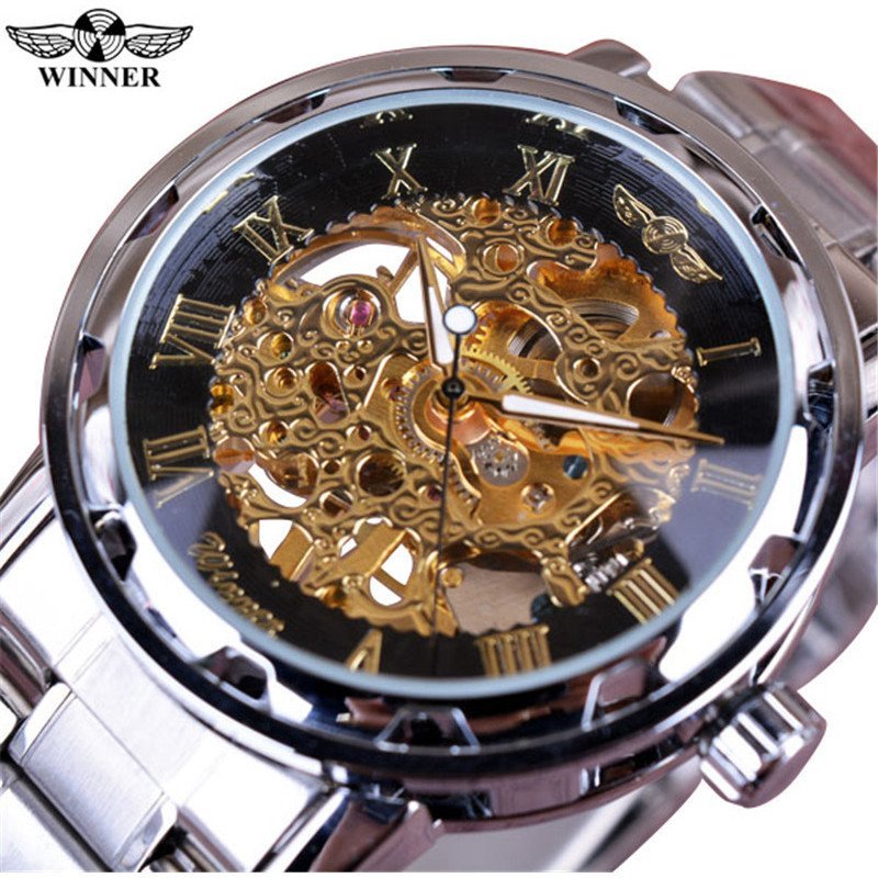 Hot Sale winner winner 001 Men Roman Retro Numeral Skeleton Manual Mechanical Watch
