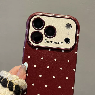 หนังไวน์แดงจุดเคสโทรศัพท์สําหรับ ไอโฟน 17 16 มือโปร สูงสุด 16 15 14 13 กันกระแทกป้องกันปลอก