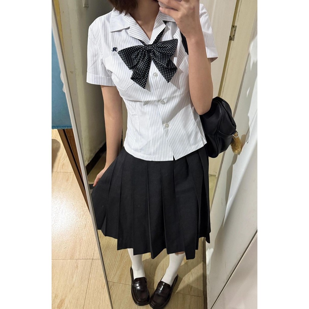 ญี่ปุ่น JK ลายหวานสาวร้อนเสื้อแคบ-เอวเสื้อแขนสั้น Preppy สไตล์ jk เครื่องแบบสั้น All-Match TOP ญี่ปุ
