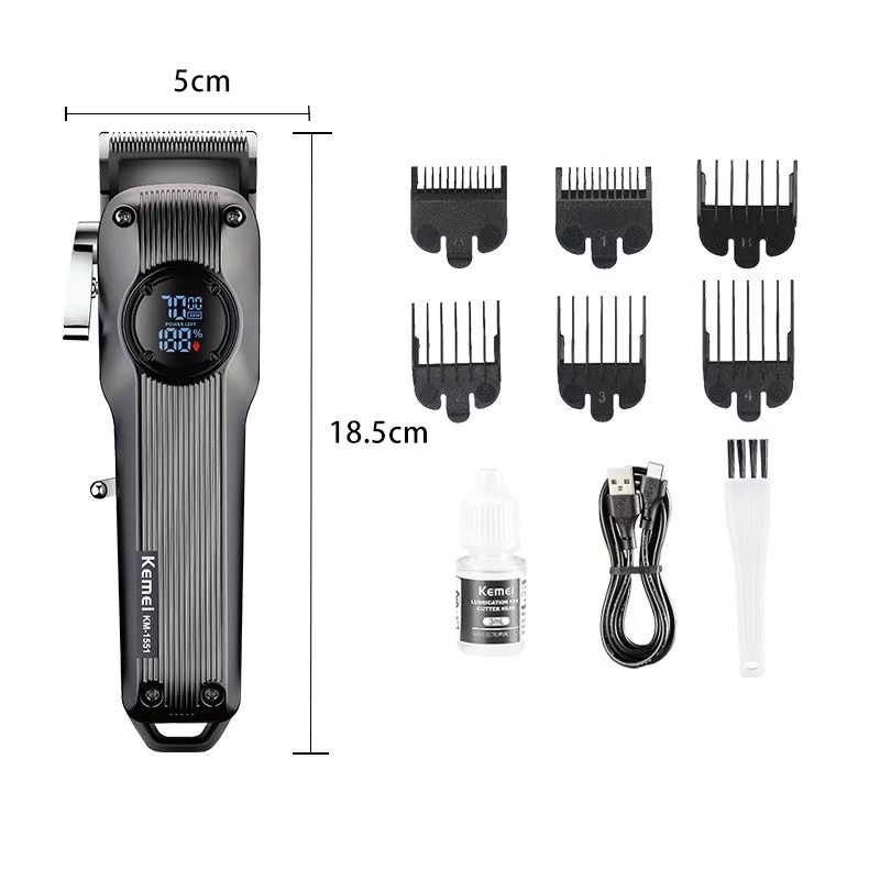 เครื่องตัดผม Kemei รุ่น KM-1551 สำหรับผู้ชาย ความเร็ว 7000 รอบต่อนาที พร้อมจอ LED ไร้สาย ชาร์จผ่าน USB ราคา ถูกที่สุด ดีลบีเคเค แกลเลอรีภาพที่ 8