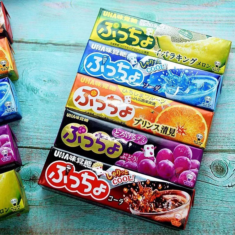 นําเข้า UHA UHA Bars Sandwich Gummy Grape Green Ticola Taste Candy Marshmallow Snacks251121