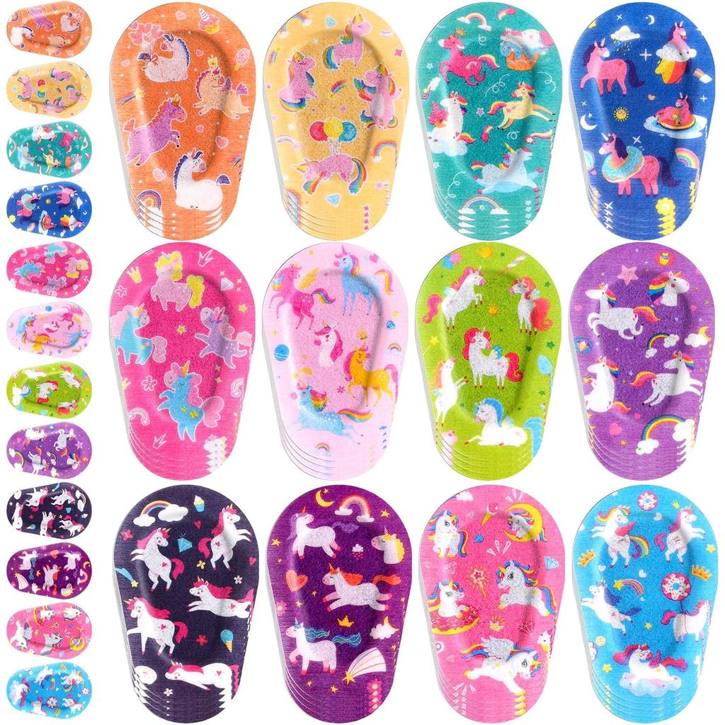 Panelee Eye Patch ขนาดแพค 60 ชิ้น สำหรับเด็กผู้หญิง ออกแบบเป็นยูนิคอร์น วัสดุผ้าฝ้ายระบายอากาศได้ สำ