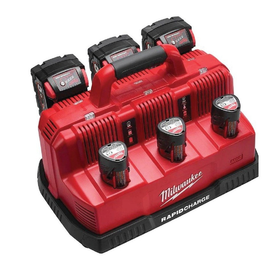 Milwaukee แท่นชาร์จแบตเตอรี่ 12-18 โวลต์ แบบชาร์จเร็ว 6 ช่อง รุ่น M12-18C3 ( ชาร์จ 18V.x3 ก้อน / 12V.x3 ก้อน )