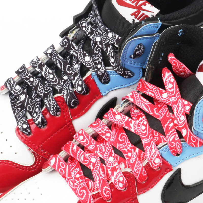 Dewu aj Cashew Flower Series Shoelaces คู่ชายหญิงอินเทรนด์ Universal สีแดงสีฟ้าสีดําสีม่วงสีฟ้า West