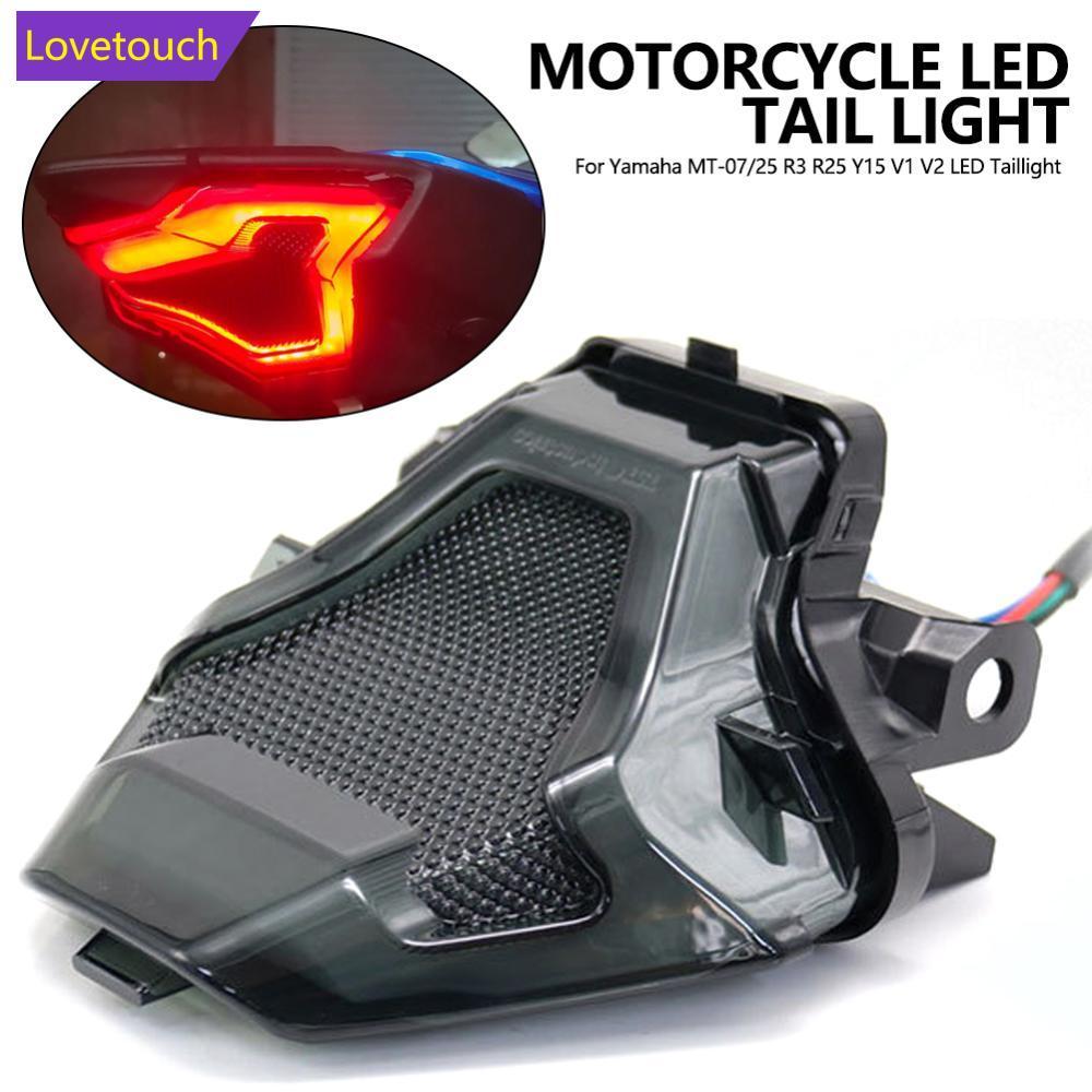 LOVETOUCH รถจักรยานยนต์ไฟท้าย LED ด้านหลังเบรคโคมไฟแบบบูรณาการไฟเลี้ยวสําหรับ Yamaha MT-07/25 R3 R25