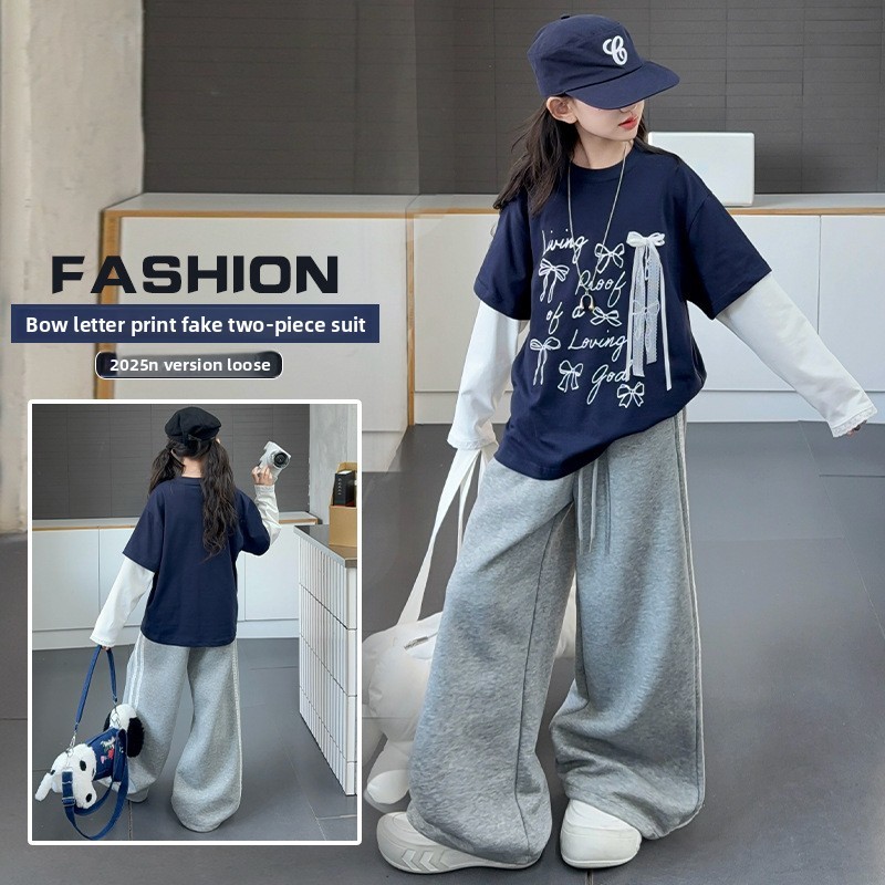 ชุดเด็ก 2 ชิ้น, เสื้อยืดแขนยาว + กางเกงกีฬาลำลองฤดูใบไม้ร่วง 5-14 ปี - รูปที่ 7