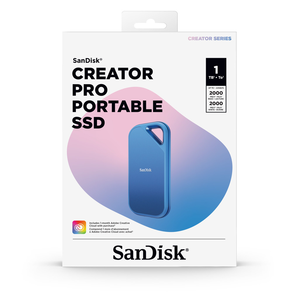 SanDisk Creator Pro Portable SSD - 1TB Speed Up to R 2000Mb/s , W 2000Mb/s ( SDSSDE81C-1T00-G25 ) 5Y