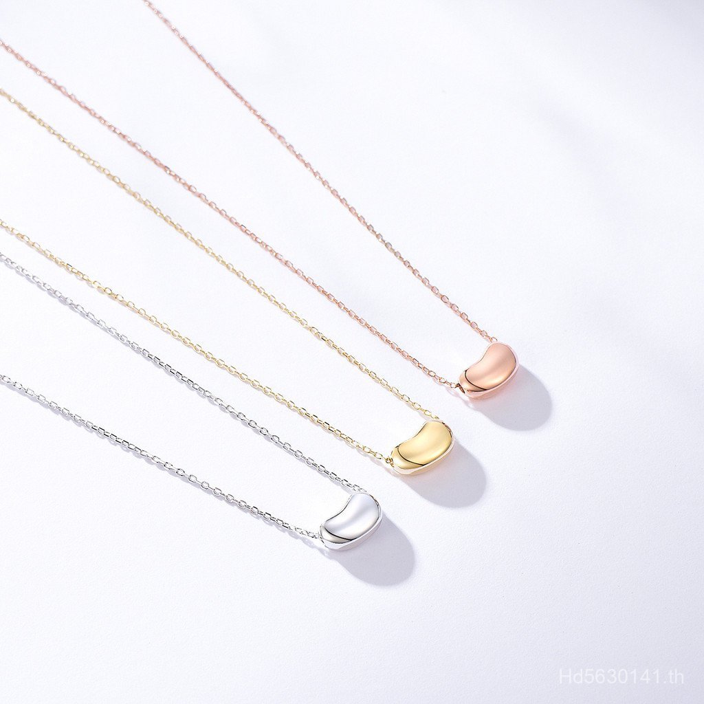 Simple Small Peas จี้โอนลูกปัด Clavicle Chain สร้อยคอ Acacia Peas ที่ไม่ซ้ํากัน s925 เงิน Classy หญิ