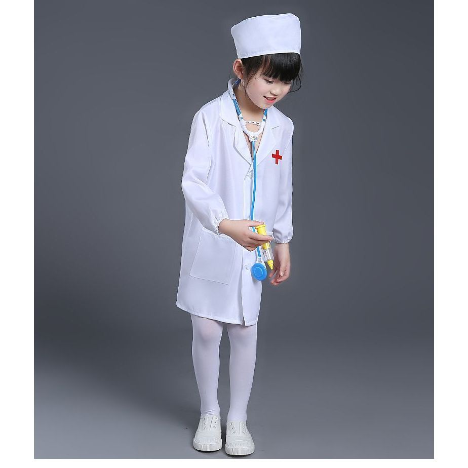 HZG ชุดเล่นบทบาทสมมติพยาบาลเด็ก ชุดหมอเด็ก ชุดสีขาวเขียว เหมาะสำหรับทั้งเด็กชายและเด็กหญิง - รูปที่ 3
