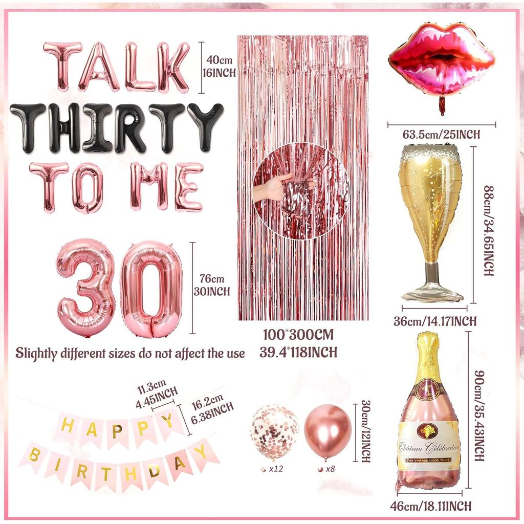 LaVenty 53 PCS Rose Gold Talk 30 to Me Balloons Talk 30 to Me Birthday Decoration Talk Thirty To Me 