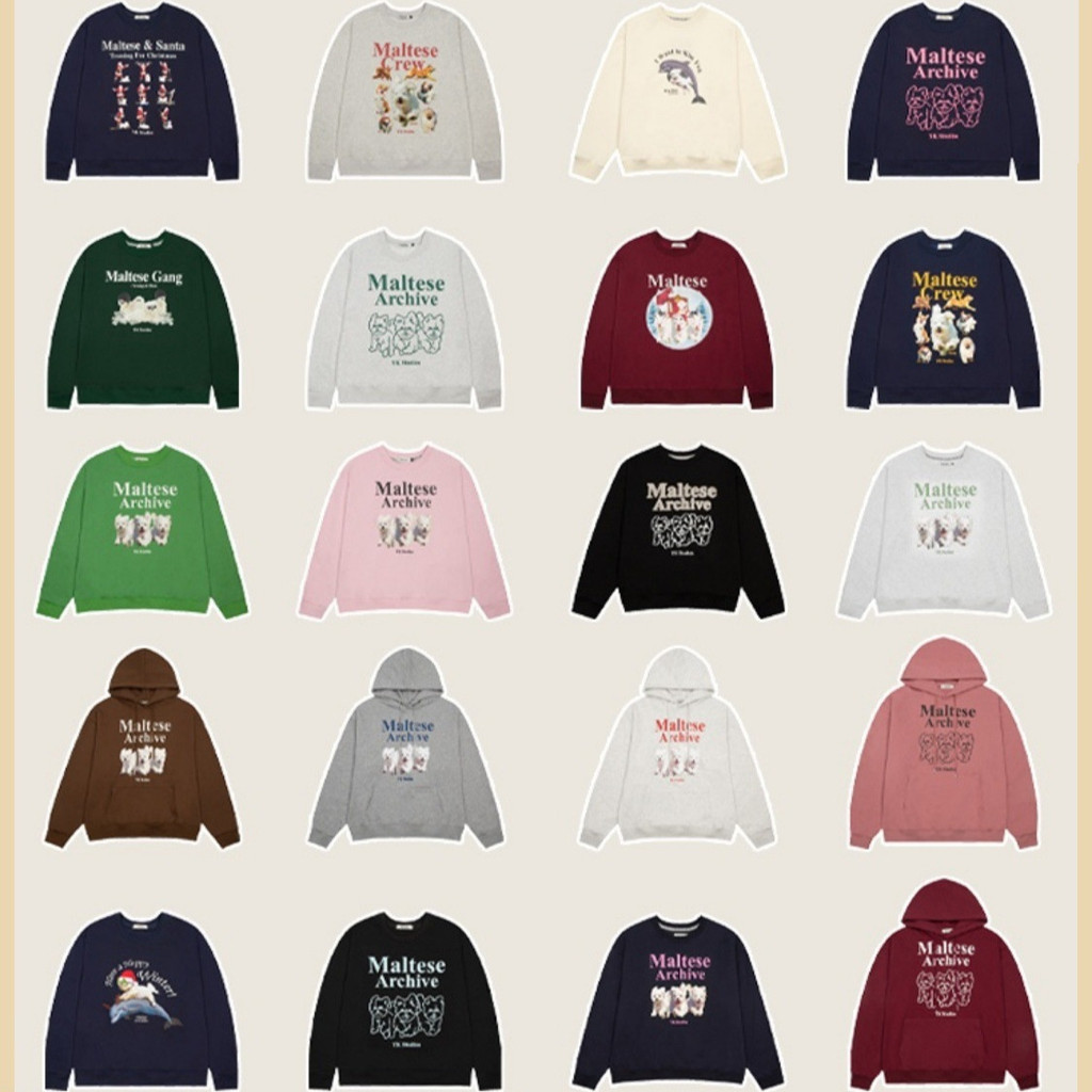 🚗พร้อมส่ง 👚Waikei Three Dogs เสื้อสเวตเชิ้ตคอกลมทรงหลวมมีฮู้ด