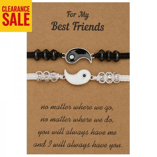 To My Best Friends Black & White Yin Yang Beaded Bracelet Set, อายเจ้าของขวัญสำหรับเพื่อนด้วยสร้อยกำ