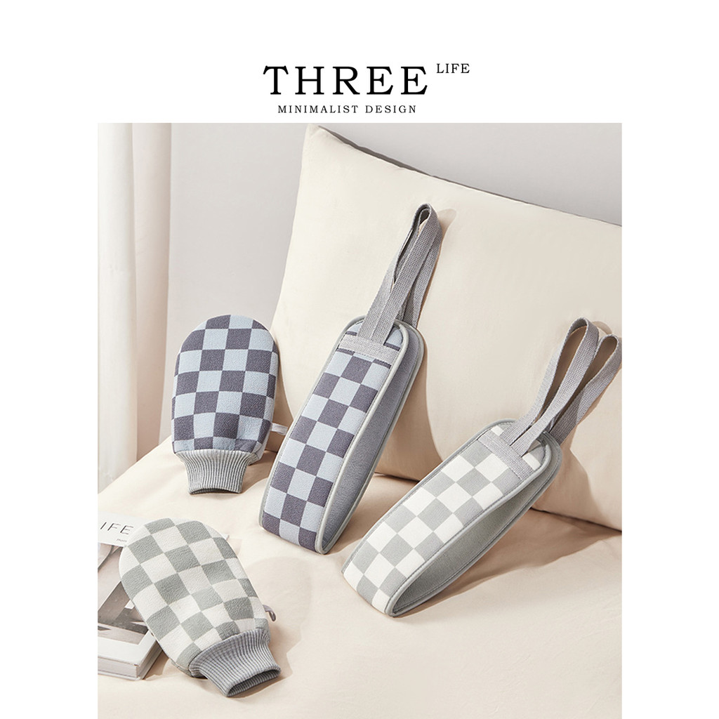 Tlife · Lingge · ผ้าเช็ดตัวถูโคลนถูกลับอาบน้ําถุงมืออาบน้ํายาวผู้ชาย|ตารางเทา