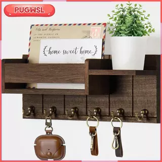 [pugwsl] ที่วางกุญแจติดผนังไม้ตกแต่งที่วางจดหมายชนบทสําหรับห้องครัวหอพักห้องโถง